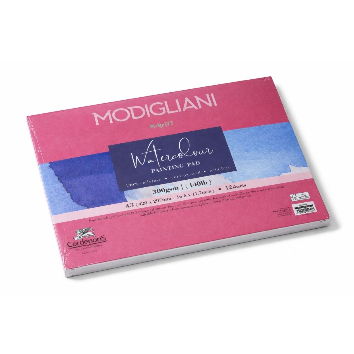 Bloco de Papel Aquarela Mayart 300g A3 42x29,7cm 12 Folhas 100% Cellulose Modigliani