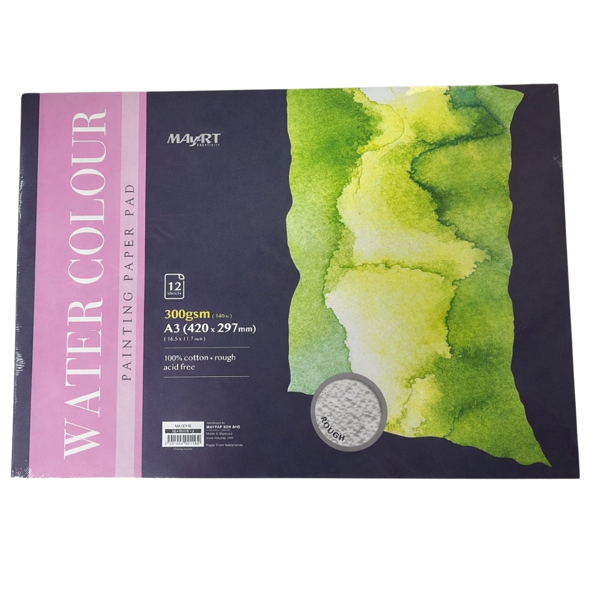 Bloco de Papel Aquarela Mayart 300g A3 29,7x42cm 12 Folhas 100% Algodao