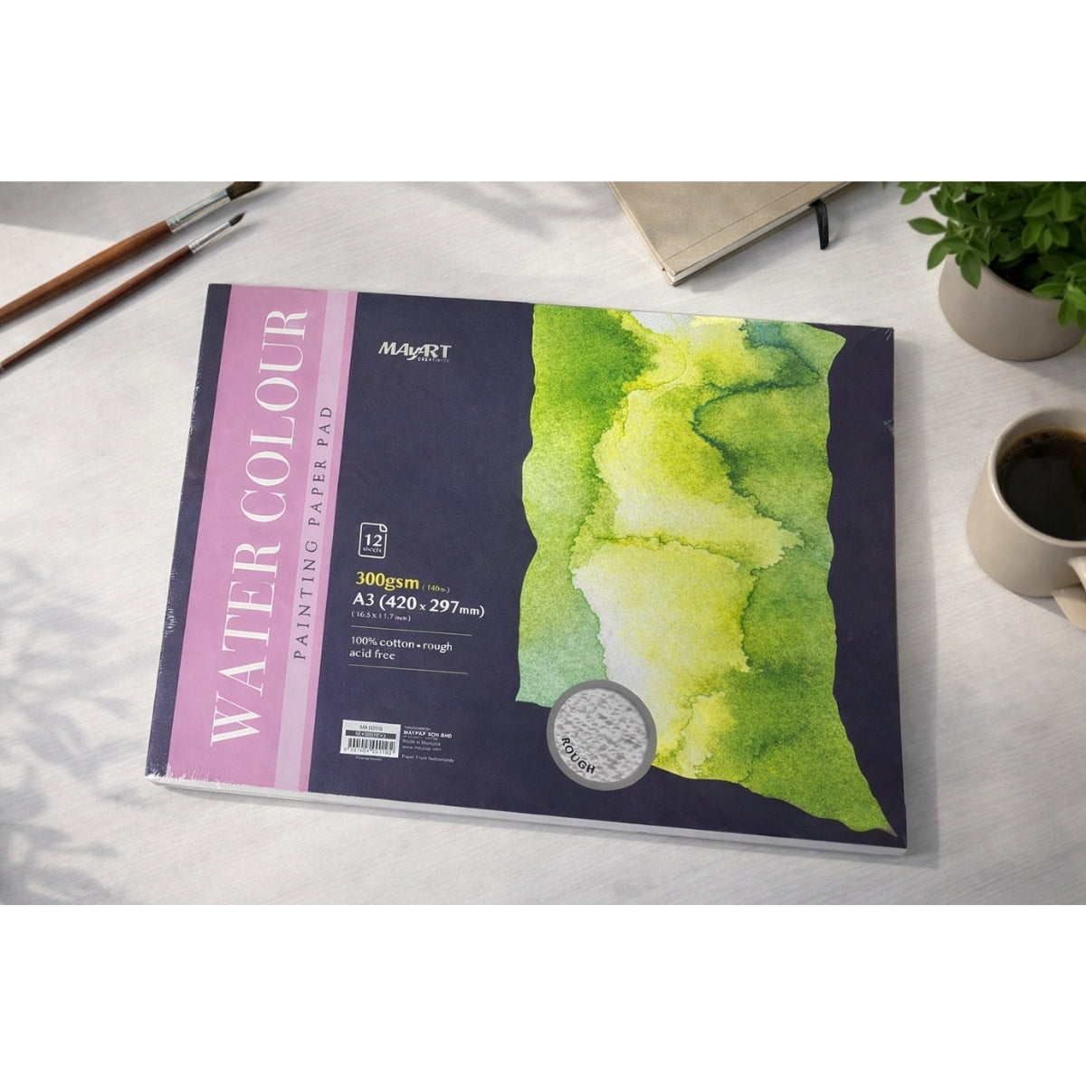 Bloco de Papel Aquarela Mayart 300g A3 29,7x42cm 12 Folhas 100% Algodao