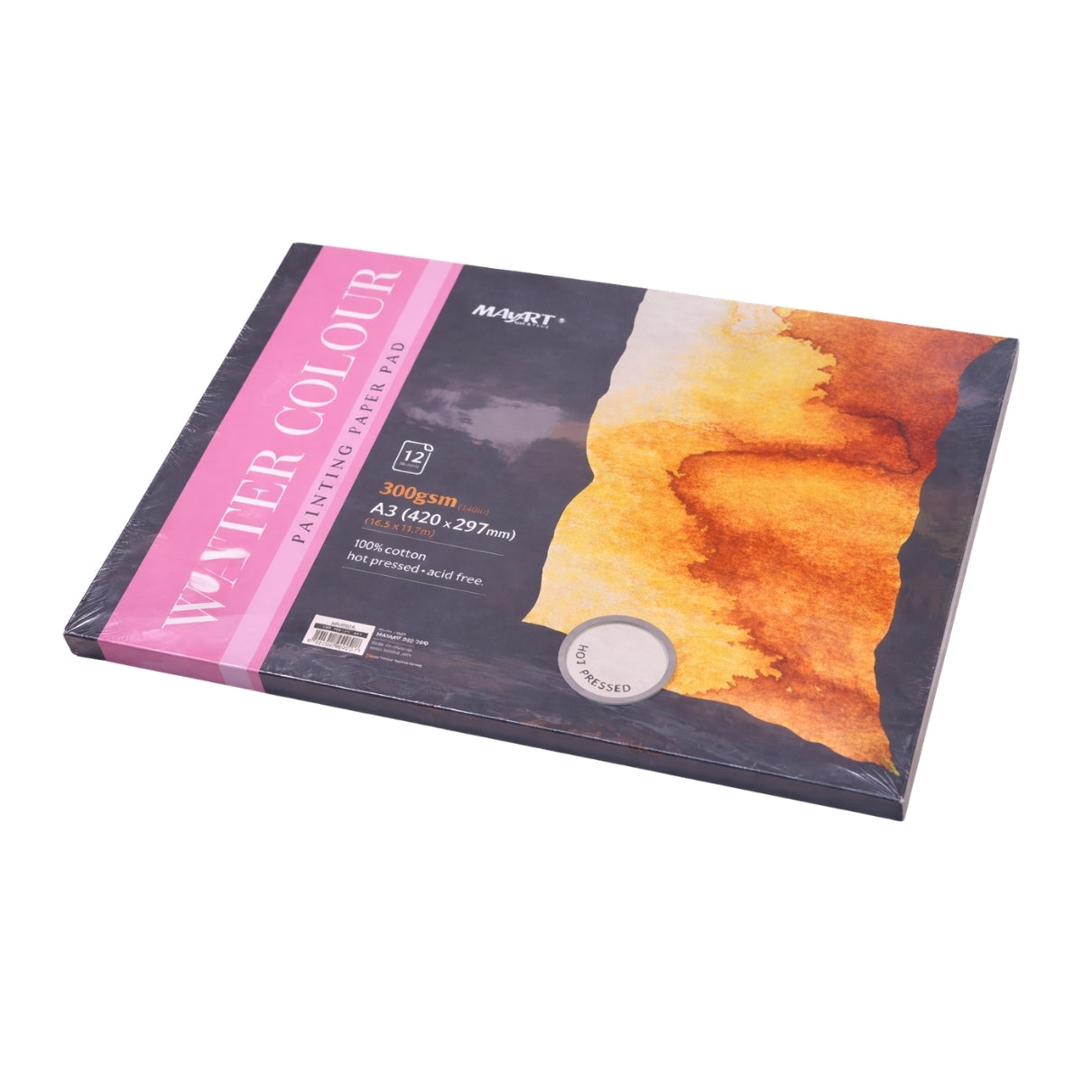 Bloco de Papel Aquarela Mayart 300g A3 42x29,7cm 12 Folhas 100% Algodao 