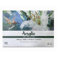 Bloco de Papel Acrilico Mayart 400g/m² A3 42x29,7cm 10 Folhas 100% Cellulose