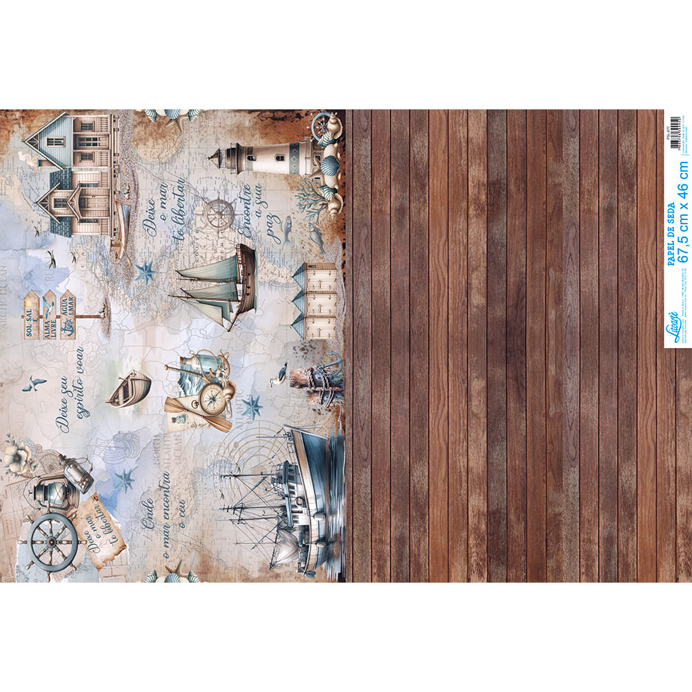 Papel de Seda Maritimo 67,5x46cm para Artesanato e Embalagens Psl-077 - Litoarte