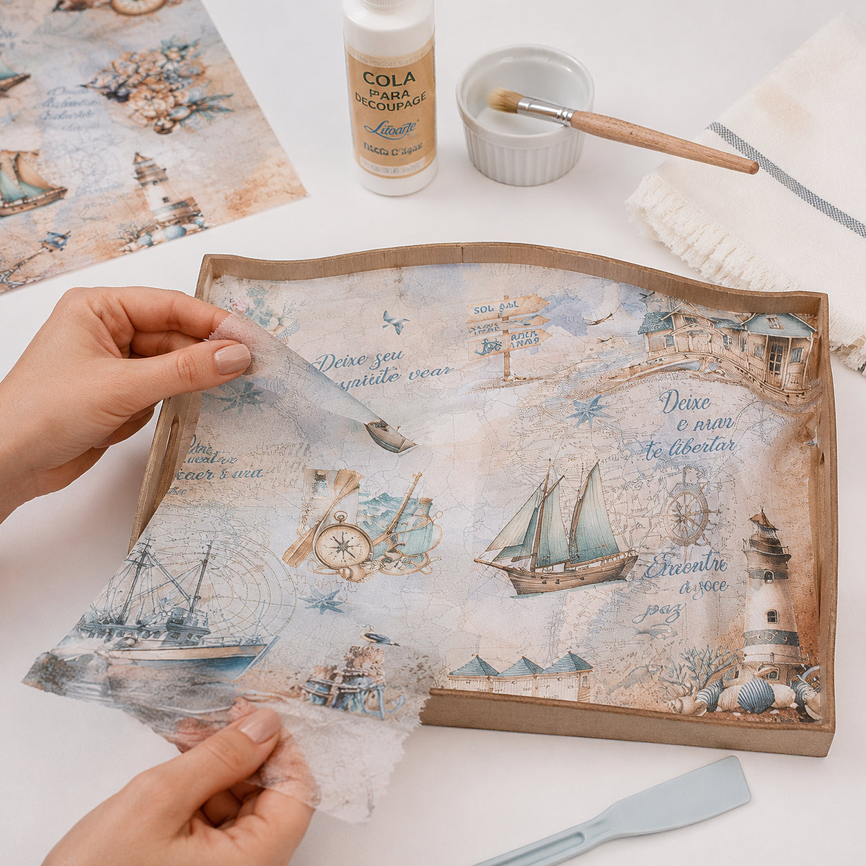 Papel de Seda Maritimo 67,5x46cm para Artesanato e Embalagens Psl-077 - Litoarte