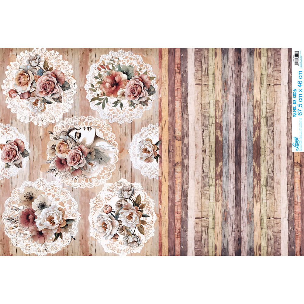 Papel de Seda Vintage 67,5x46cm para Artesanato e Embalagens Psl-078 - Litoarte