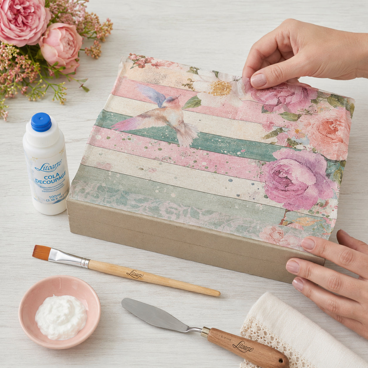 Papel de Seda Flores 1 67,5x46cm para Artesanato e Embalagens Psl-087 - Litoarte