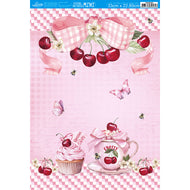 Papel de Seda Mini Pct 5 Coleção Cerejinha Doces de Cereja 33x22,8cm para Artesanato e Embalagens Pslm-002 - Litoarte