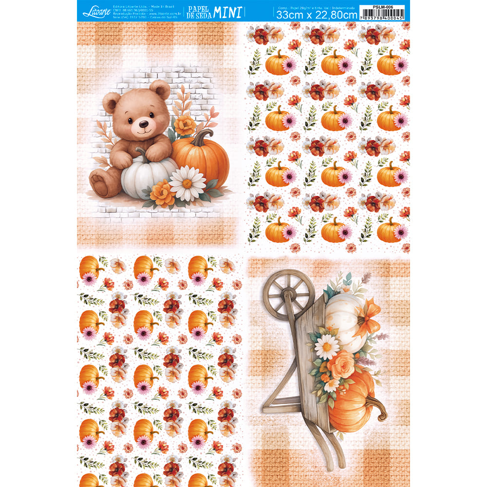 Papel de Seda Mini Pct 5 33x22,8cm para Artesanato e Embalagens Pslm-006 - Litoarte
