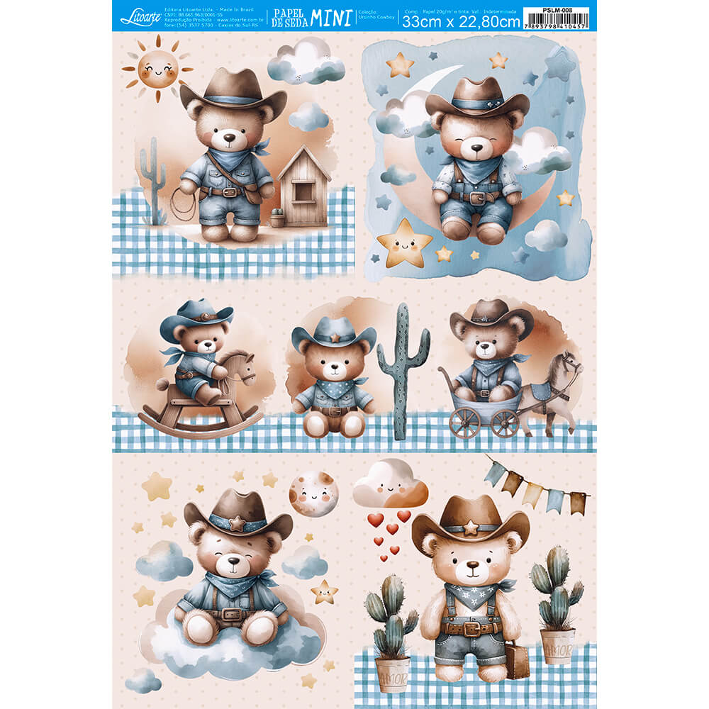 Papel de Seda Mini Pct 5 33x22,8cm para Artesanato e Embalagens Pslm-008 - Litoarte