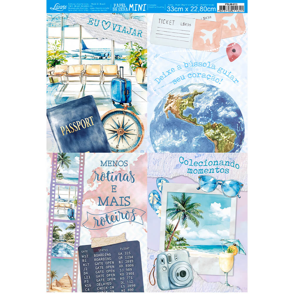 Papel de Seda Mini Pct 5 33x22,8cm para Artesanato e Embalagens Pslm-013 - Litoarte