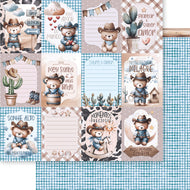 Papel para Scrapbook Dupla Face Ursinho Cowboy 30,5x30,5cm para Scrapbook e Papelaria Criativa Sd-1401 - Litoarte