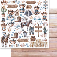 Papel para Scrapbook Dupla Face Ursinho Cowboy 30,5x30,5cm para Scrapbook e Papelaria Criativa Sd-1402 - Litoarte