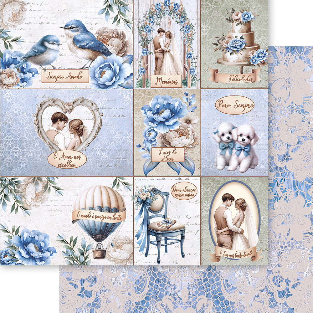 Papel para Scrapbook Dupla Face Felizes para Todo o Sempre 30,5x30,5cm para Scrapbook e Papelaria Criativa Sd-1405 - Litoarte
