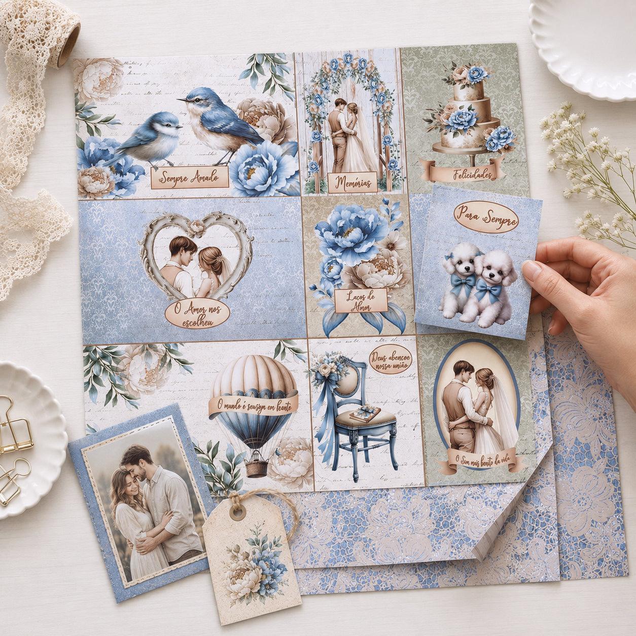 Papel para Scrapbook Dupla Face Felizes para Todo o Sempre 30,5x30,5cm para Scrapbook e Papelaria Criativa Sd-1405 - Litoarte