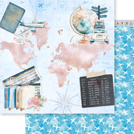Papel para Scrapbook Dupla Face Viajando Pelo Mundo 30,5x30,5cm para Scrapbook e Papelaria Criativa Sd-1418 - Litoarte