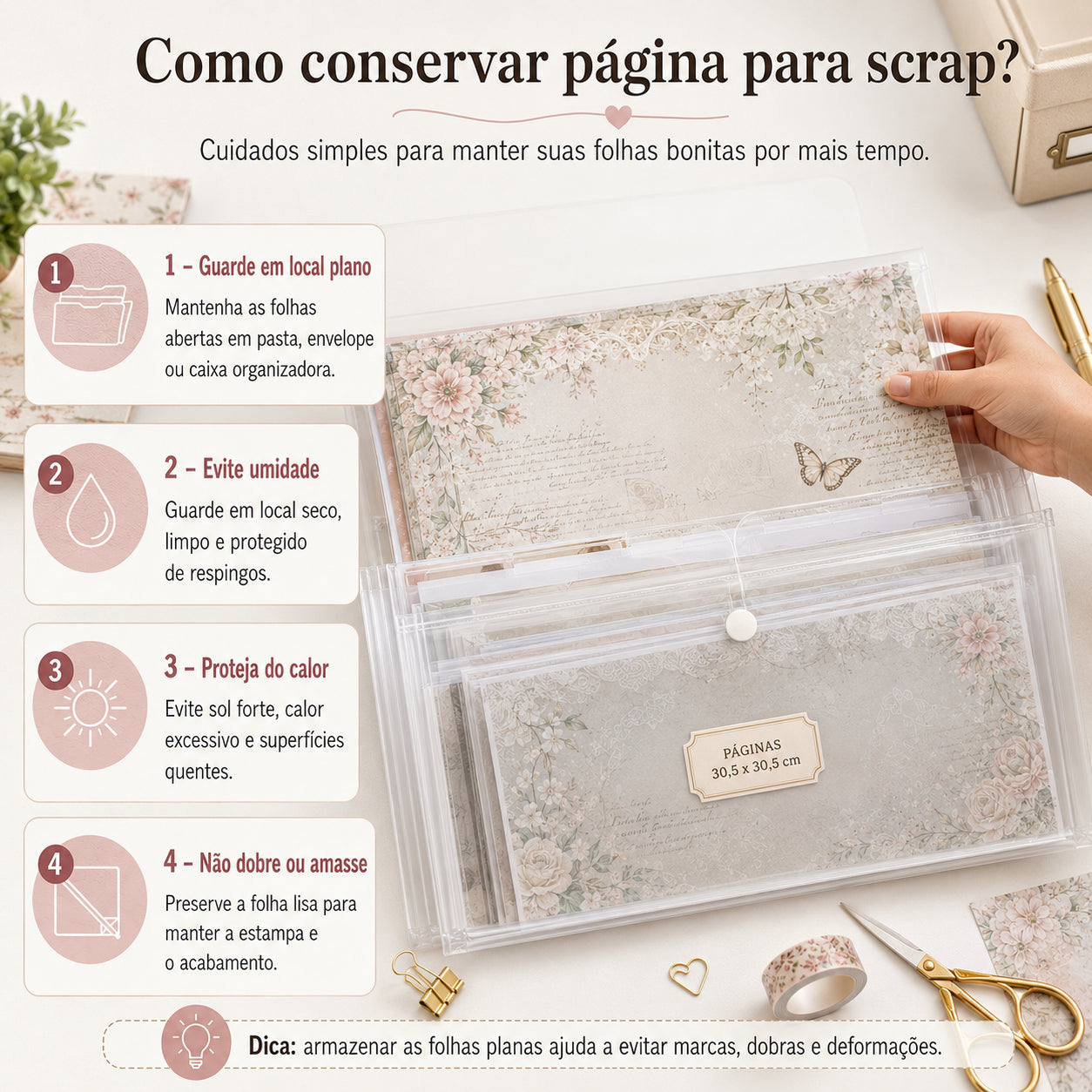 Scraps Essenciais Estampa Amadeirada Bege 30,5x30,5cm para Scrapbook e Papelaria Criativa Se-053 - Litoarte