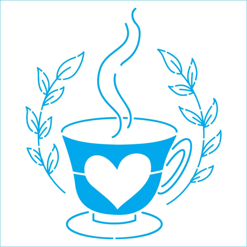 Stencil Xicara de Cafe 14x14cm para Pintura Decorativa e Artesanato Sta-223 - Litoarte