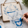 Stencil Xicara de Cafe 14x14cm para Pintura Decorativa e Artesanato Sta-223 - Litoarte