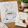 Stencil Xicara com Coracao 14x14cm para Pintura Decorativa e Artesanato Sta-224 - Litoarte