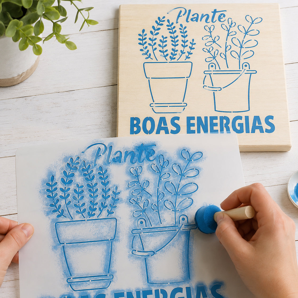 Stencil Plante Boas Energias 14x14cm para Pintura Decorativa e Artesanato Sta-230 - Litoarte