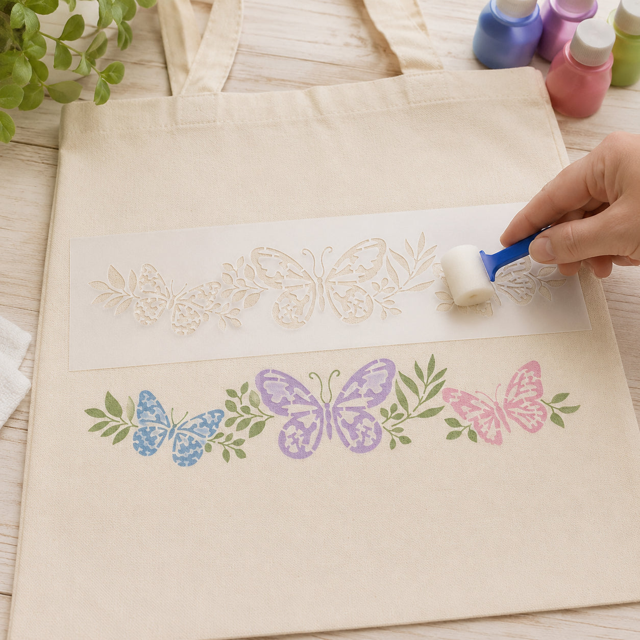 Stencil Estreito Borboleta 1 8x28cm para Pintura Decorativa e Artesanato Ste-490 - Litoarte