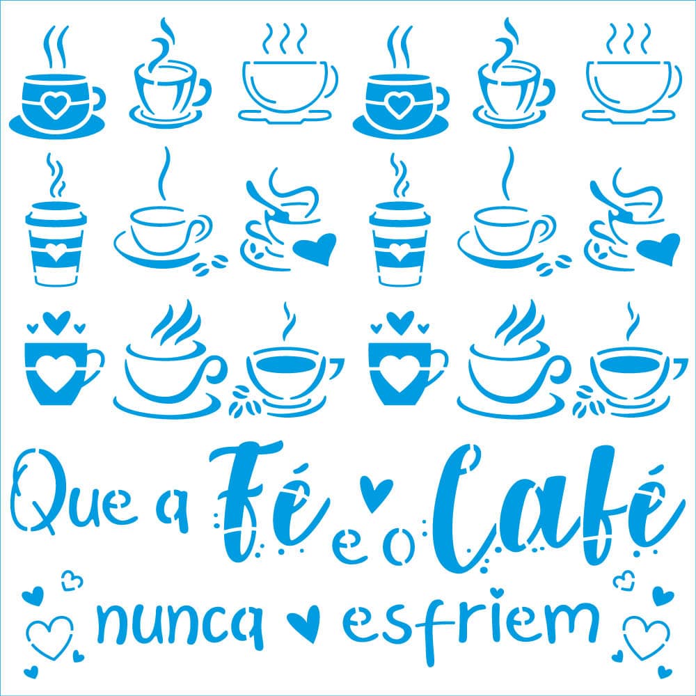 Stencil Cozinha Frase Café 20x20cm para Pintura Decorativa e Artesanato Stxx-319 - Litoarte