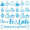 Stencil Cozinha Frase Café 20x20cm para Pintura Decorativa e Artesanato Stxx-319 - Litoarte