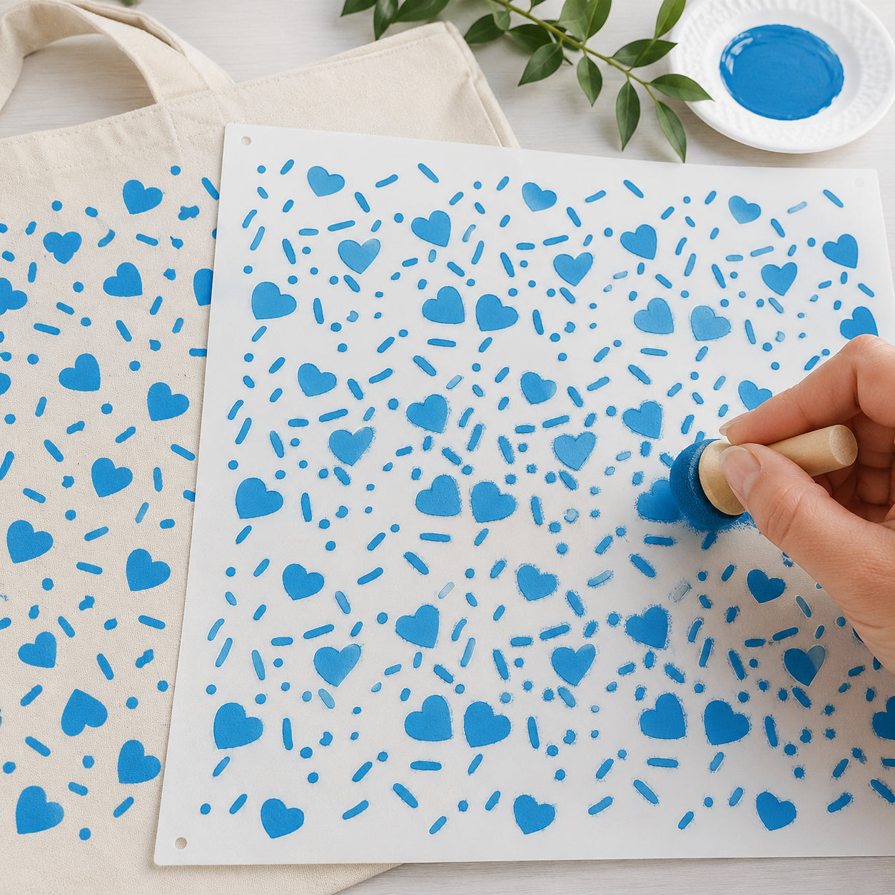 Stencil Coracoes e Confeitos 20x20cm para Pintura Decorativa e Artesanato Stxx-323 - Litoarte