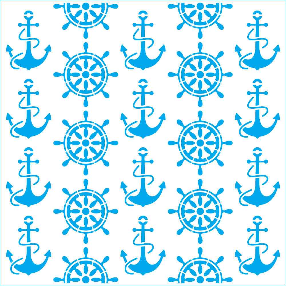 Stencil - Nautico 20x20cm para Pintura Decorativa e Artesanato Stxx-345 - Litoarte
