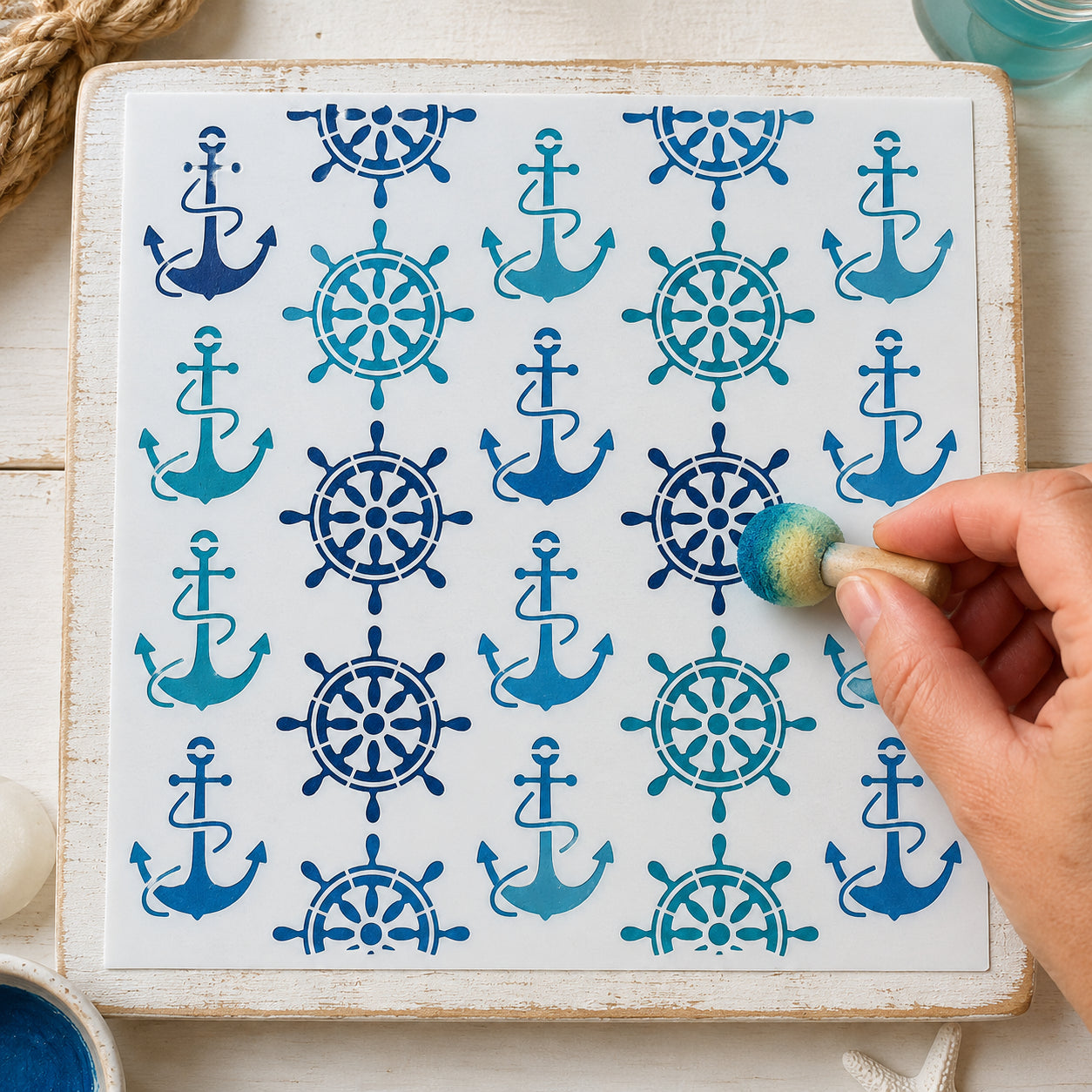 Stencil - Nautico 20x20cm para Pintura Decorativa e Artesanato Stxx-345 - Litoarte