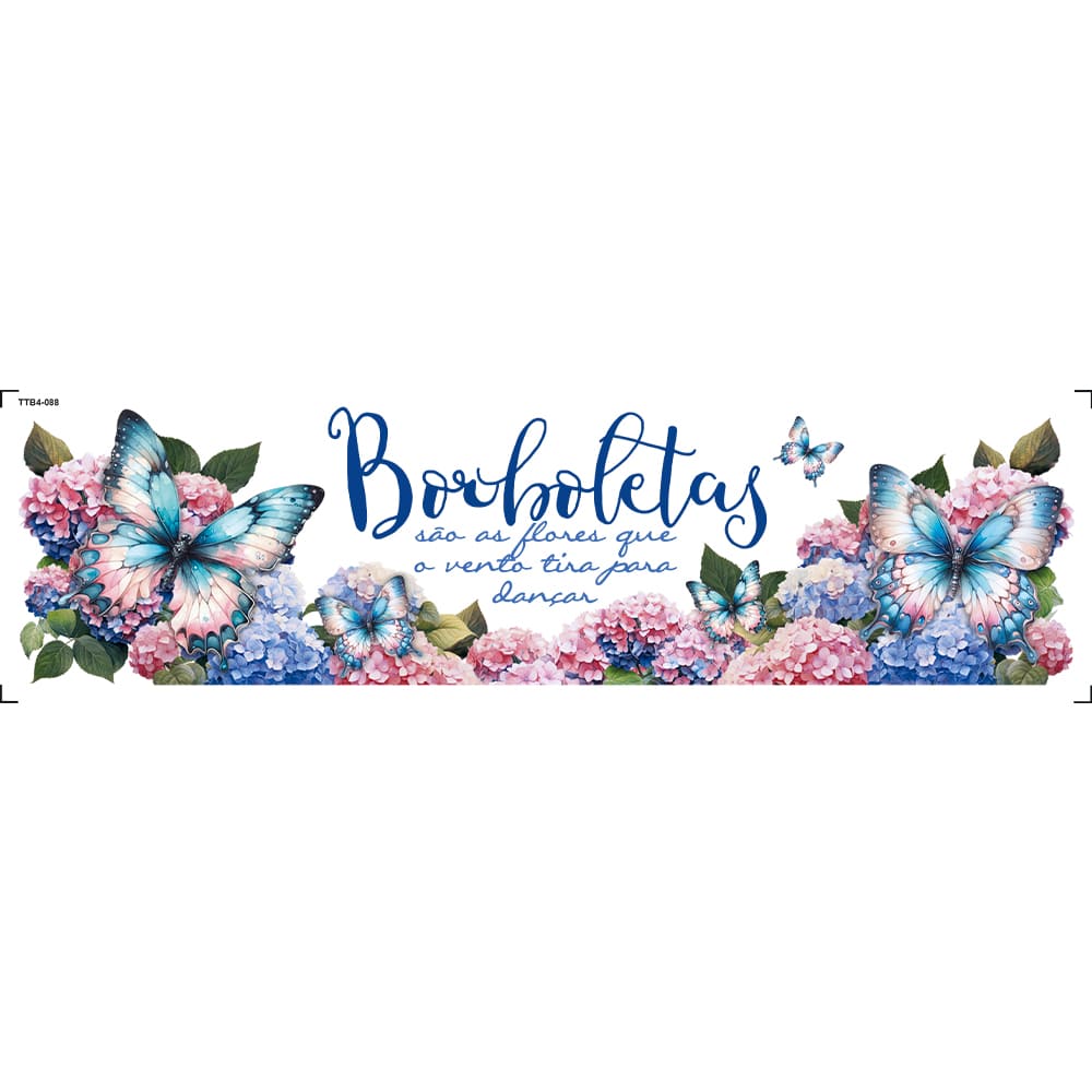 Transfer de Imagem Têxtil Barra - Borboletas 2 24x7cm para Artesanato e Customização em Tecido Ttb4-088 - Litoarte
