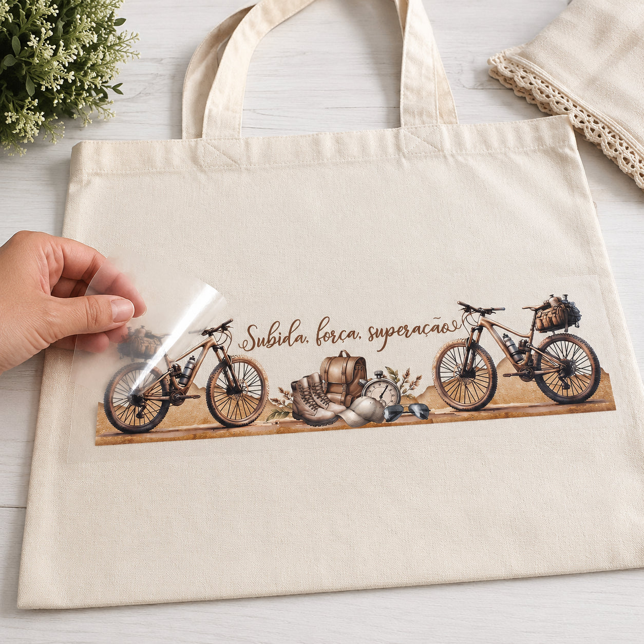 Transfer de Imagem Têxtil Barra - Subida Forca Superacao 24x7cm para Artesanato e Customização em Tecido Ttb4-099 - Litoarte