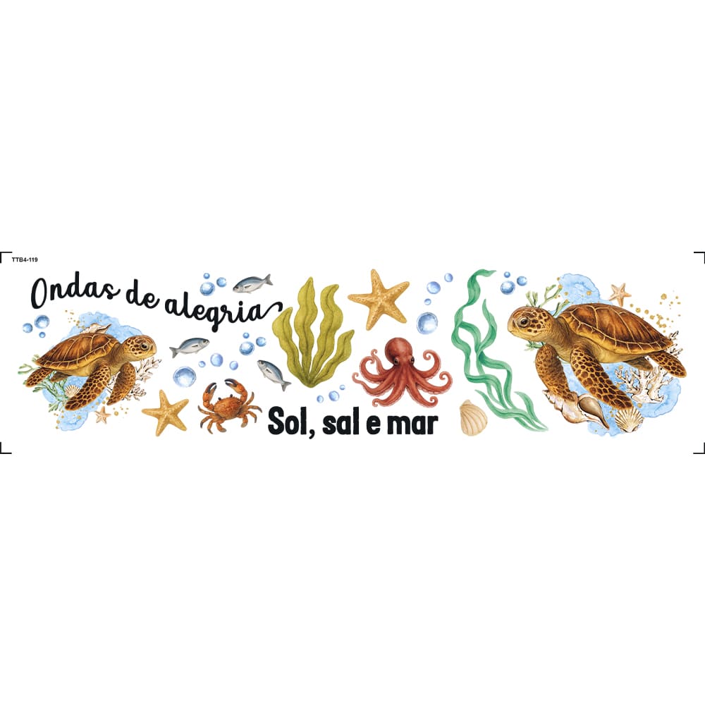 Transfer de Imagem Têxtil Barra - Mar 24x7cm para Artesanato e Customização em Tecido Ttb4-119 - Litoarte