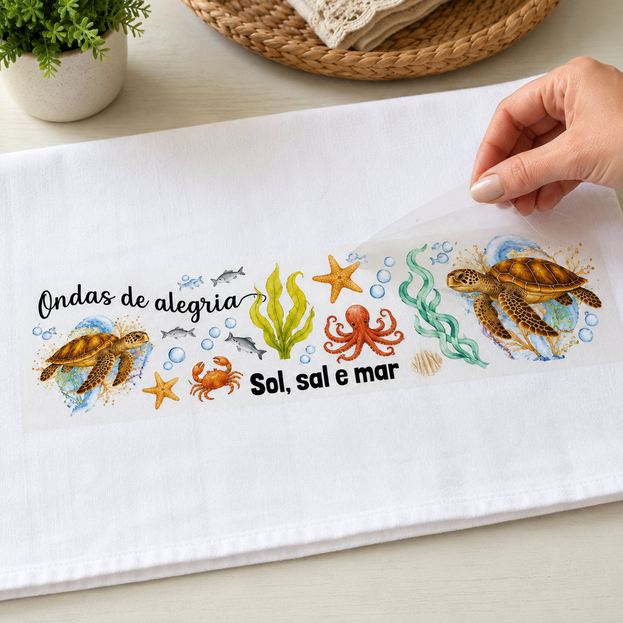 Transfer de Imagem Têxtil Barra - Mar 24x7cm para Artesanato e Customização em Tecido Ttb4-119 - Litoarte