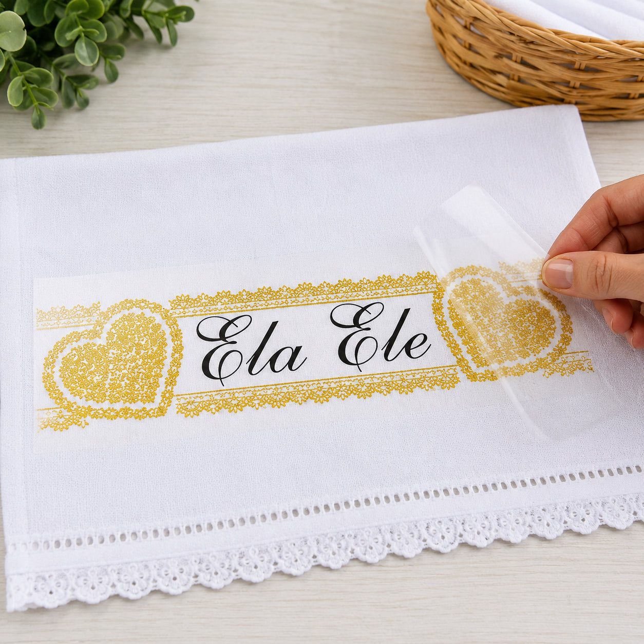 Transfer de Imagem Têxtil Barra - Ela Ele 24x7cm para Artesanato e Customização em Tecido Ttb4-123 - Litoarte
