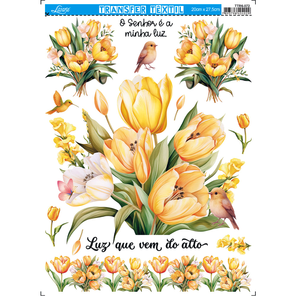 Transfer de Imagem Têxtil Retângulo - o Senhor É Minha Luz 20x27,5cm para Artesanato e Customização em Tecido Ttr6-072 - Litoarte