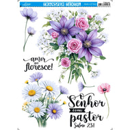 Transfer de Imagem Têxtil Retângulo - Amor Que Floresce 20x27,5cm para Artesanato e Customização em Tecido Ttr6-078 - Litoarte