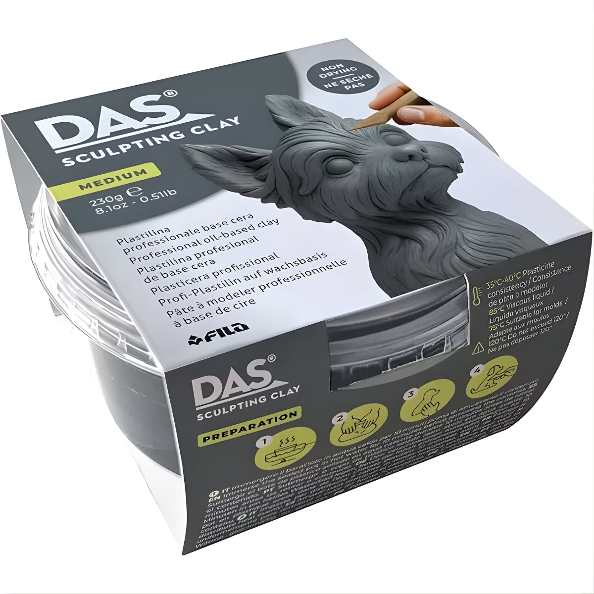 Massa para Modelar Sculpting Clay 230g Medium Cinza F384305 - Das