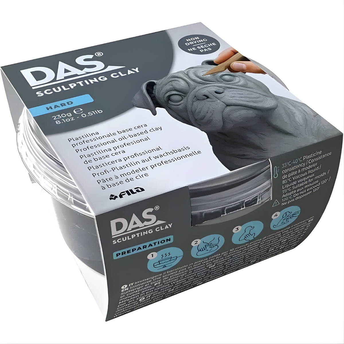 Massa para Modelar Sculpting Clay 230g Hard Cinza F384306 - Das