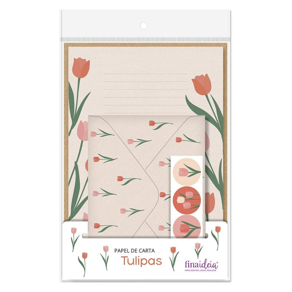 Kit Papel Carta com 4 Unidades Tulipas - Fina Ideia