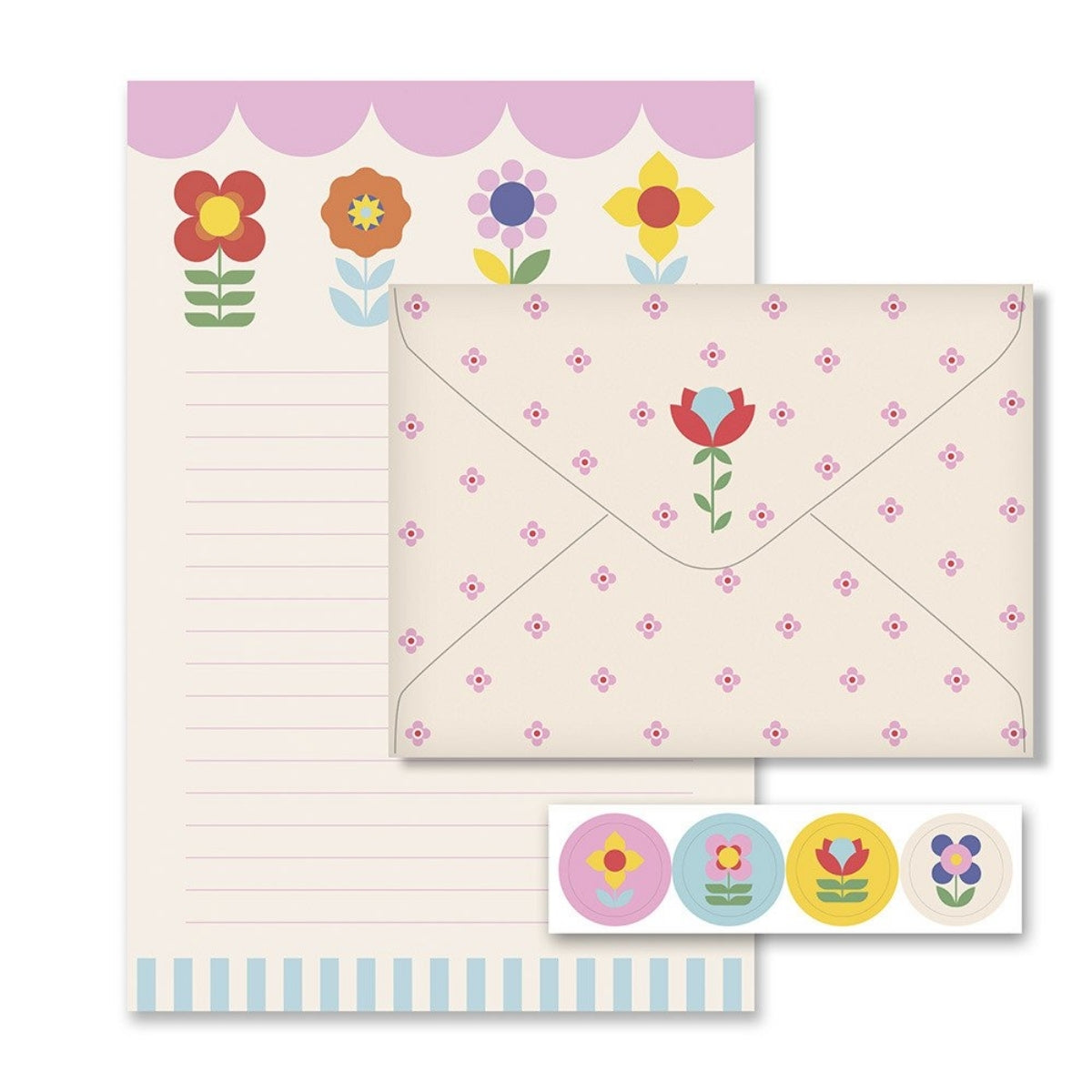 Kit Papel Carta com 4 Unidades Floral Gráfico - Fina Ideia
