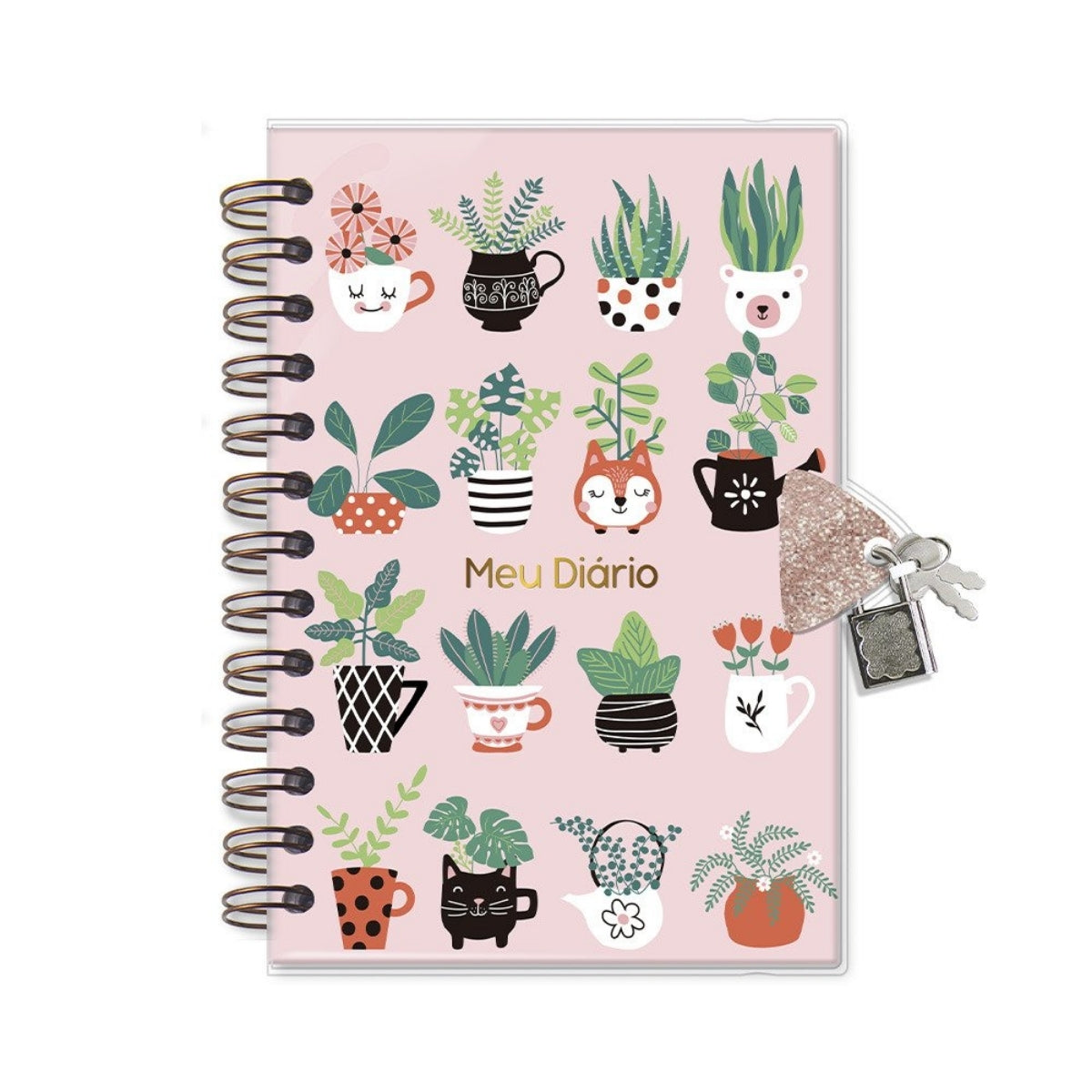 Diário com Chave Plantinha 11,8x17,5cm com 84 Folhas - Fina Ideia