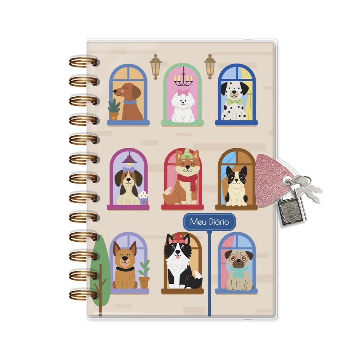 Diário com Chave Cachorro na Janela 11,8x17,5cm com 84 Folhas - Fina Ideia