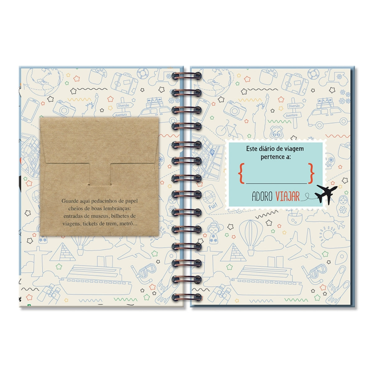 Diário Pautado 90g 11,8x17,5cm com 96 Folhas Viagem Inesquecível - Fina Ideia