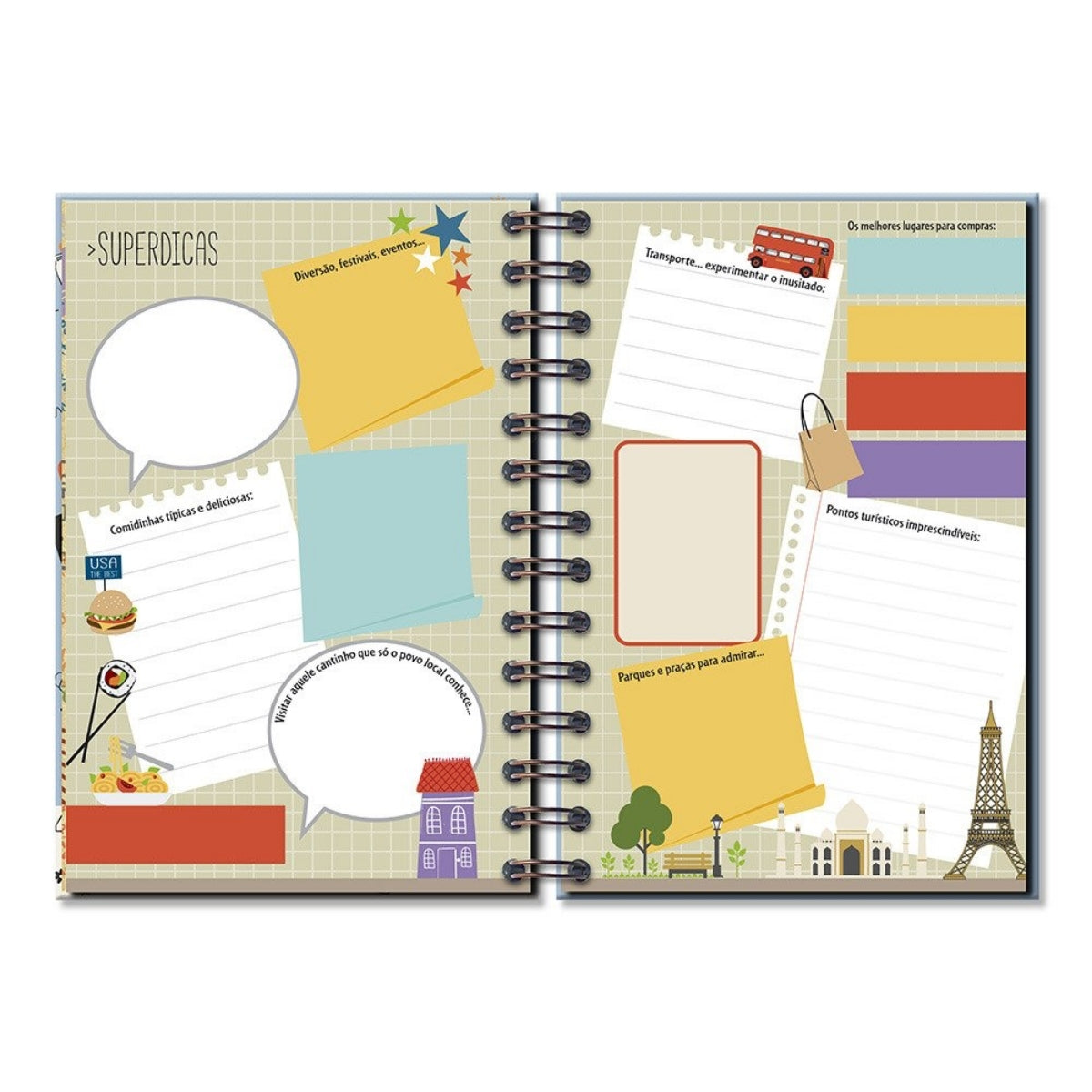 Diário Pautado 90g 11,8x17,5cm com 96 Folhas Viagem Inesquecível - Fina Ideia