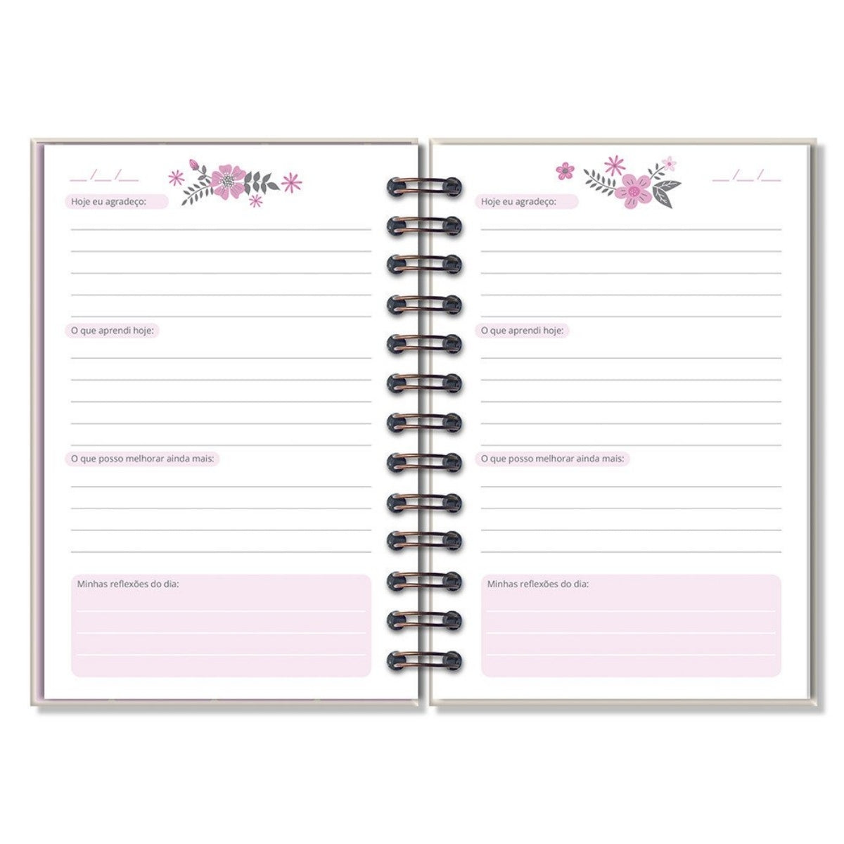Diário Gratidão 90g 11,8x17,5cm com 80 Folhas Floral Gráfico - Fina Ideia