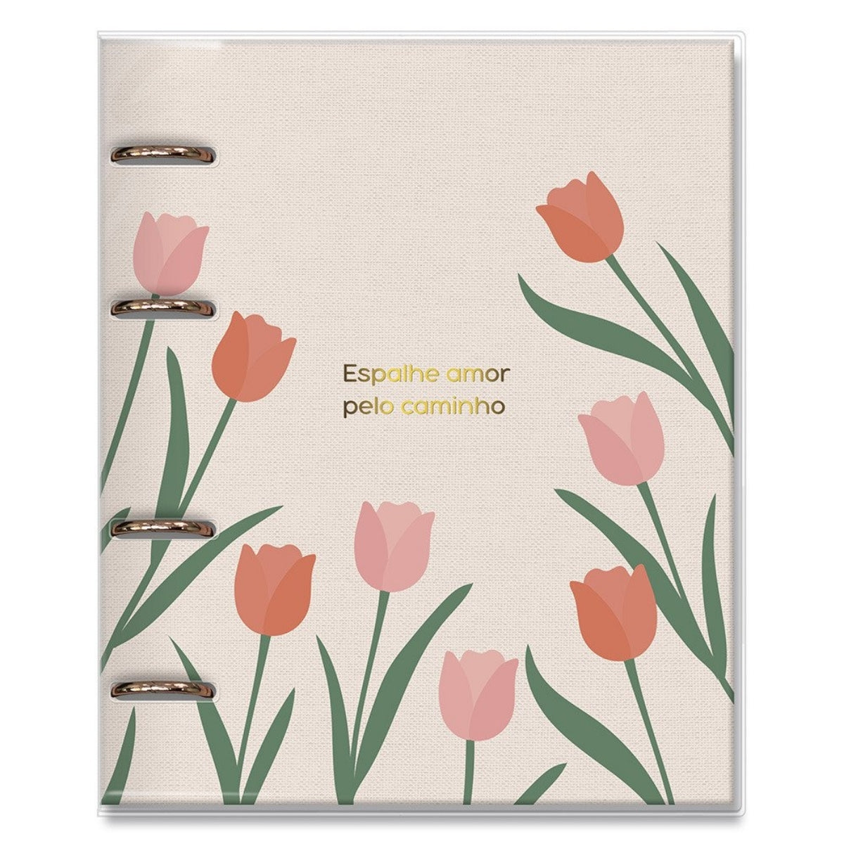 Caderno Argolado Pautado 90g/m² 16,5x23,2cm com 80 Folhas e 12 Divisórias Tulipas - Fina Ideia
