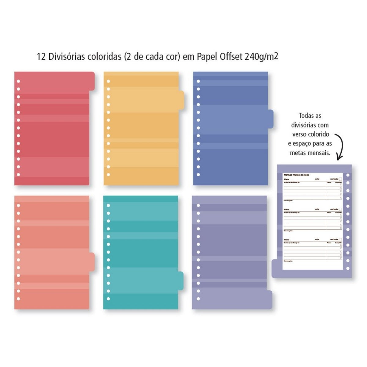 Planner Permanente M 90g 13,4x20,5cm com 105 Folhas e 12 Divisórias Plantinhas - Fina Ideia
