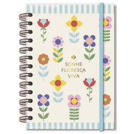 Planner Permanente M 90g 13,4x20,5cm com 105 Folhas e 12 Divisórias Floral Gráfico - Fina Ideia