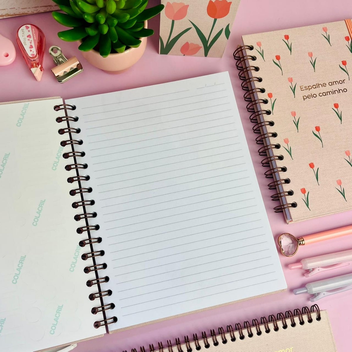 Caderno Colegial Pautado 90g 17,3x23,5cm com 80 Folhas 1 Matéria Tulipas - Fina Ideia