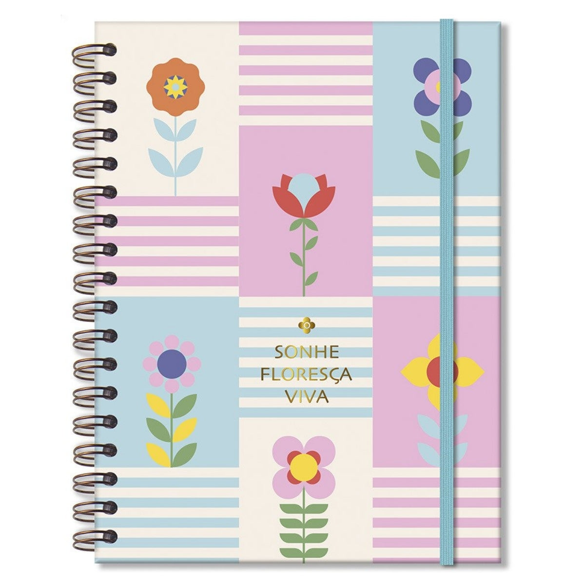Caderno Colegial Folhas Removíveis 90g 16,5x23,2cm com 80 Folhas Floral Gráfico - Fina Ideia